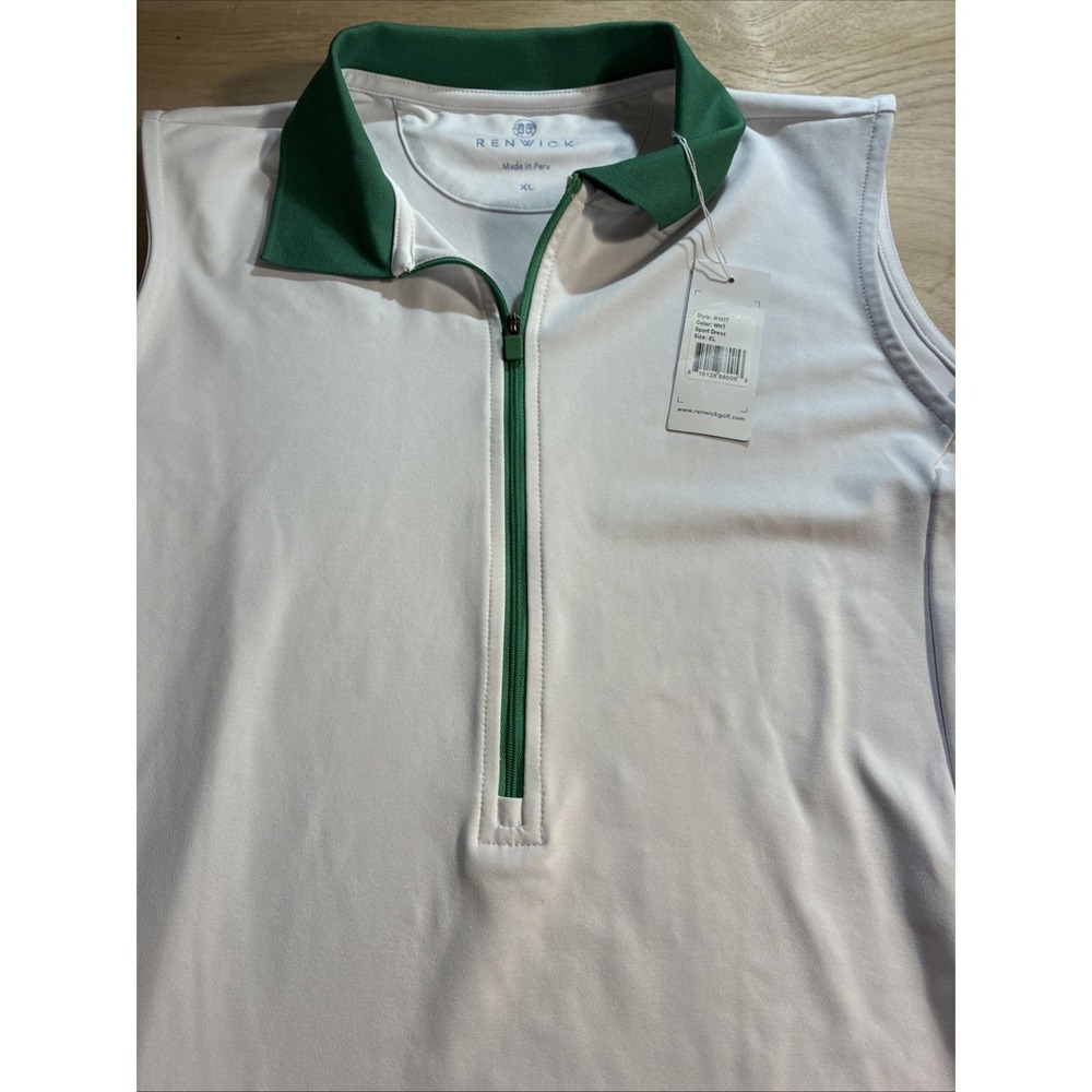 Renwick Dress Womens XL White Sport Polo Golf Pockets 1/2 Zip Sporty Tennis NWT - Picture 2 of 9